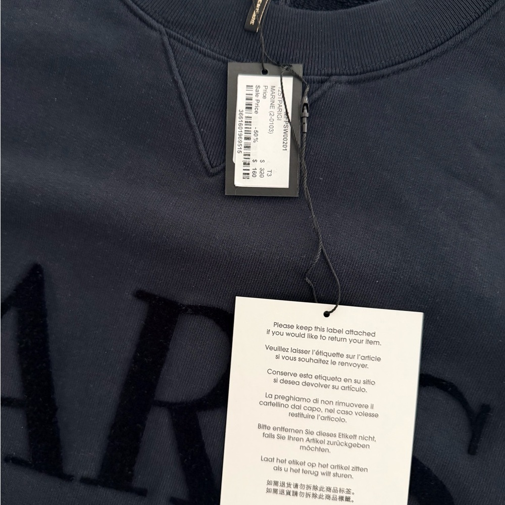 ** NWT ** Paris embossed logo sweatshirt - Size 3, Navy - Picture 4 of 4
